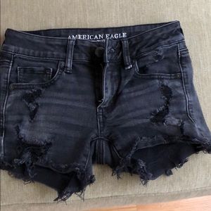 Black denim shorts